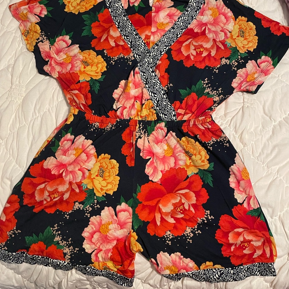 Anthropologie Farm Rio Mariposa Floral Romper